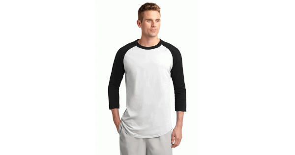 Sport Tek T200 Colorblock Raglan Jersey - White/Black - L